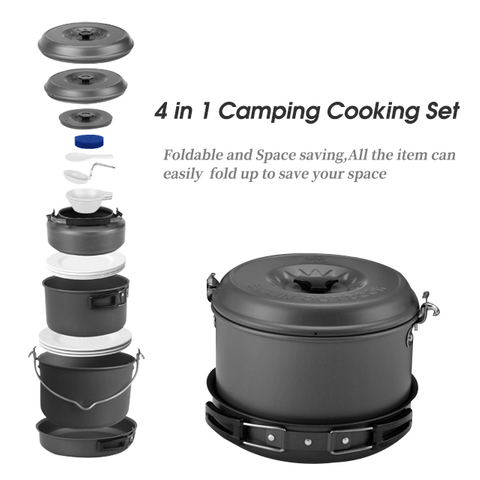 Conjunto de panelas de acampamento leve de alumínio para escalada