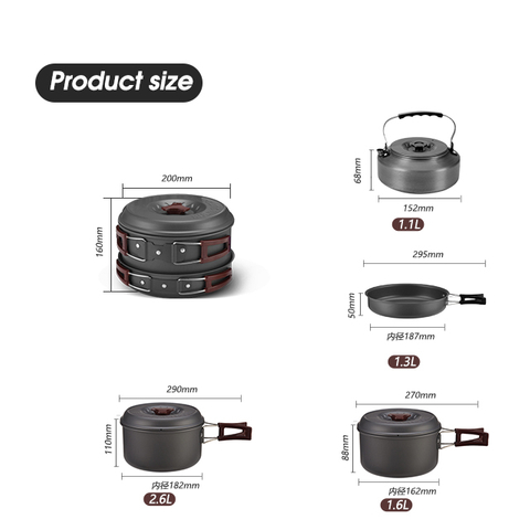 Mochila antiaderente para caminhada Conjunto de utensílios de cozinha para acampamento