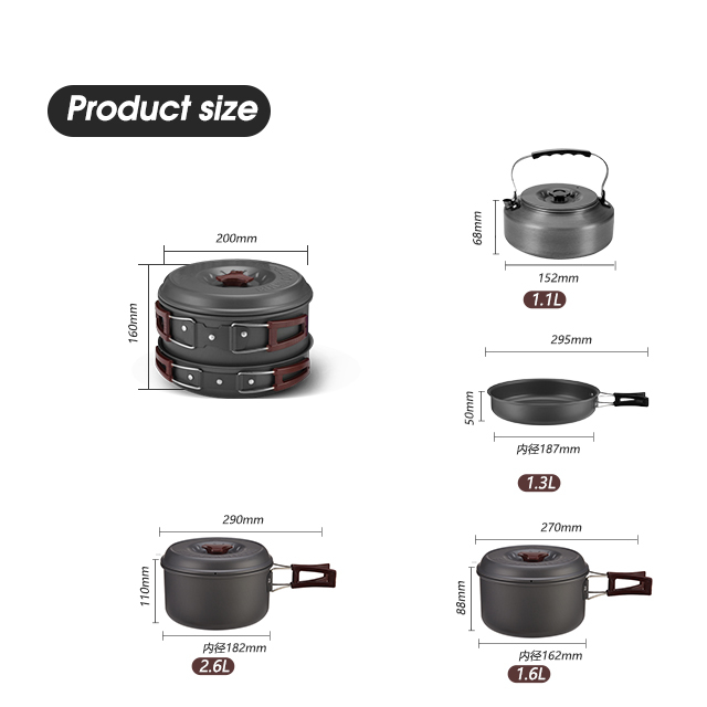 Panelas de acampamento com mochila antiaderente