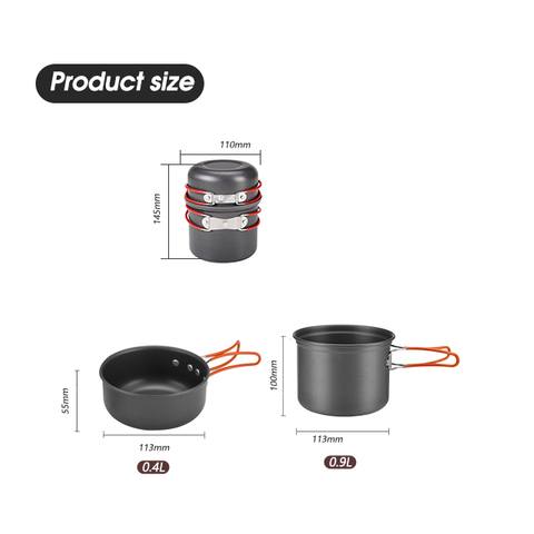 Conjunto de panelas anodizadas antiaderentes para acampamento 