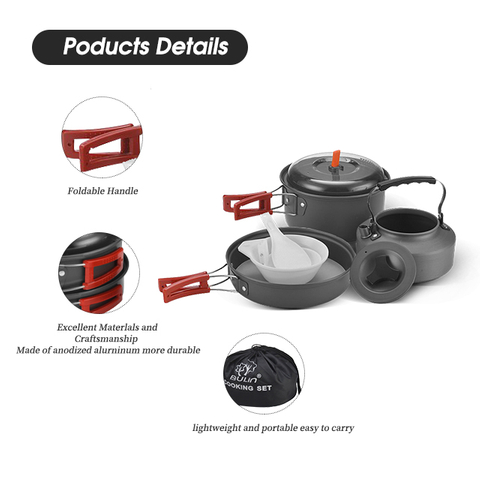 Conjunto de panelas de acampamento