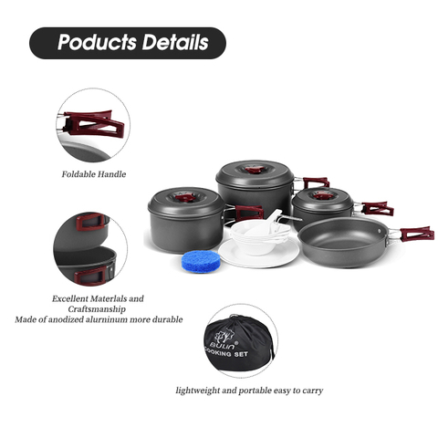 Conjunto de panelas de acampamento